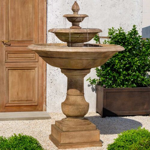 Savannah Fountain (cast Stone In Aged Limestone Finish)