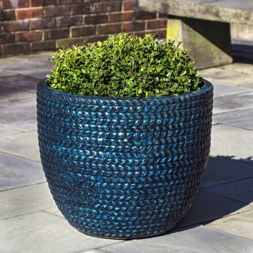 Sisal Weave Planter (terra Cotta In Indigo Rain Glaze)