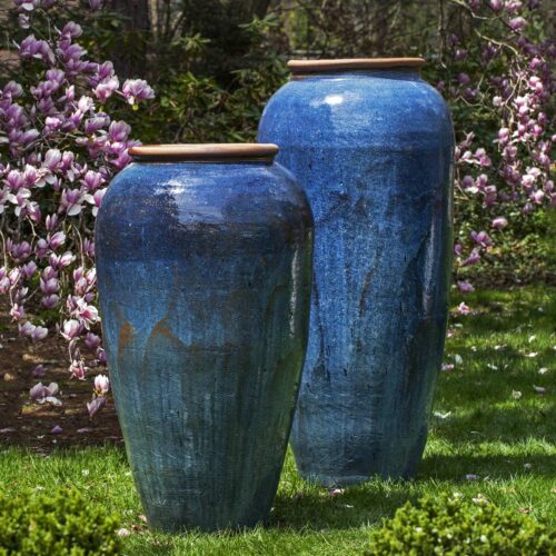 Sora Jar Planters (terracotta In Rustic Blue Glaze) contemporary, terracotta, terra cotta, garden, planter