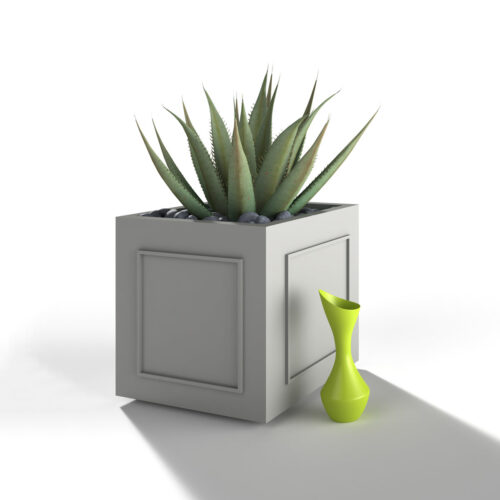 Square Pomo Planter Landscape Material: Aluminum square pomo planter cube shape applique modern