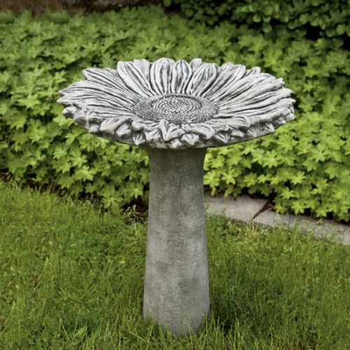 Sunflower Birdbath (cast Stone In Alpine Stone Finish)