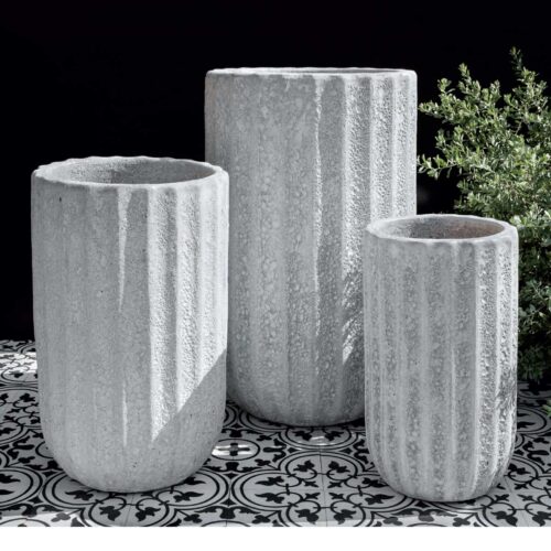 Tall Maris Planters (terracotta In White Coral Finish)