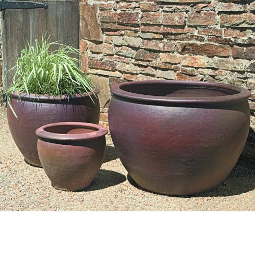 Tron Cao Pots (black Clay In Asian Earthenware Finish) contemporary, terracotta, terra cotta, garden, planter
