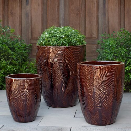 Tall Tropicale Planter Set (Terracotta in Cognac)