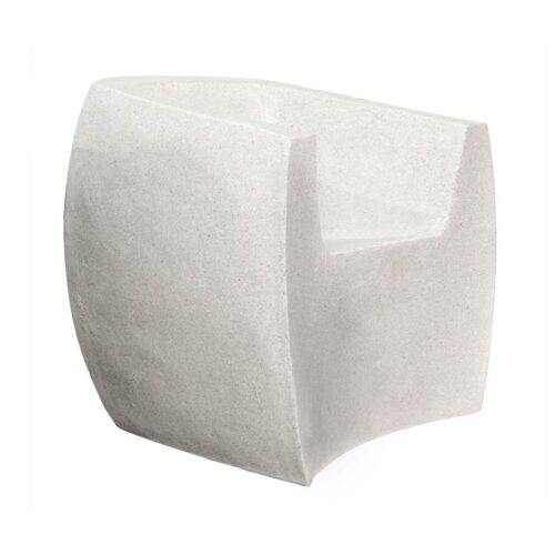Van Dyke Curved Armchair (fiberglass Resin And Aggregate In White Stone)