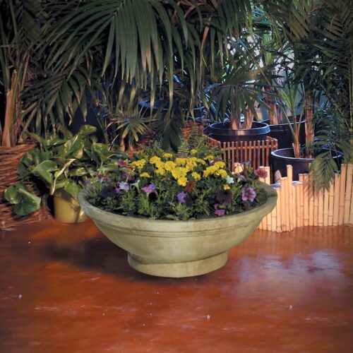 Wok Planter With Pedestal (gfrc In Ancient Finish)